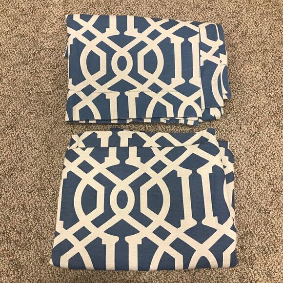 Threshold blue and white lattice curtain panels - Picture 3 of 5